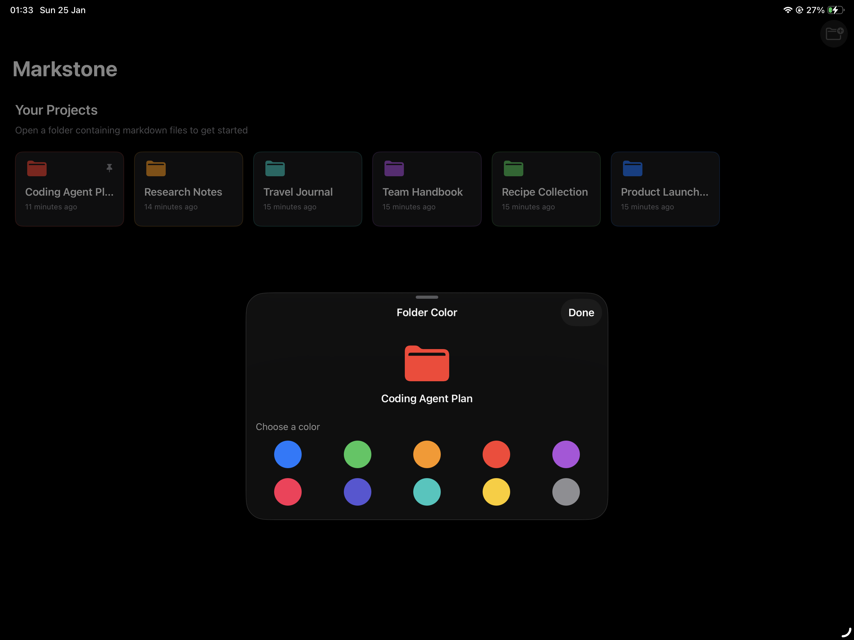 Organize projects on iPad